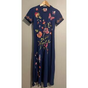 Navy Floral & Butterfly Maxi Dress